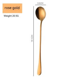 Stainless Steel Long Spoon Stirring Spoon (Option: Rose Gold Round Spoon)