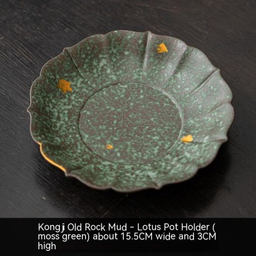Bronze Glaze Scholar Water Drop Container Ceramic Tea Ware Bamboo Tea Tray Saucer